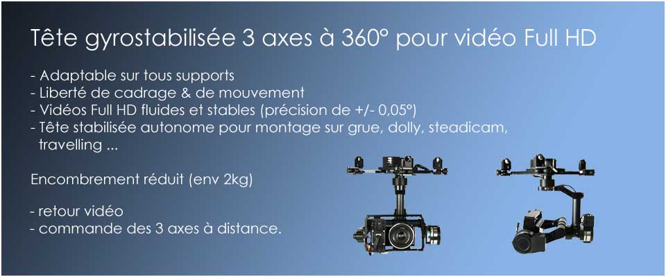 tête motorisée 3 axes 360° gyrostabilisée